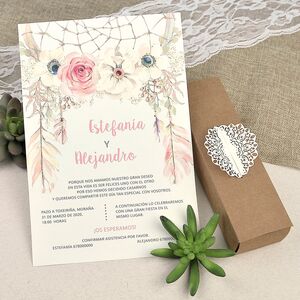 Invitatie nunta tip cufar, cu tematica florala cod 39608