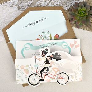 Invitatie de nunta "pe bicicleta" cod 39629