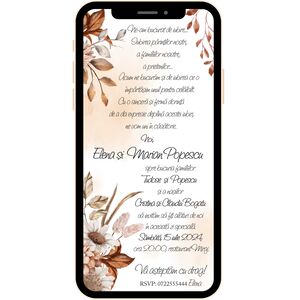 Invitatie nunta digitala florala - cod 7707