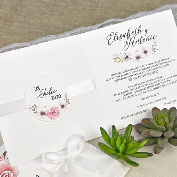Invitatie nunta cu elemente florale cod 39632